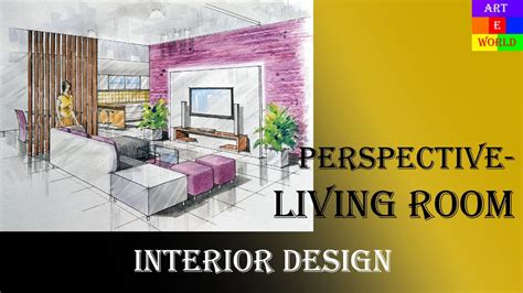 Manual Rendering 2 Point Interior Design Perspective Drawing