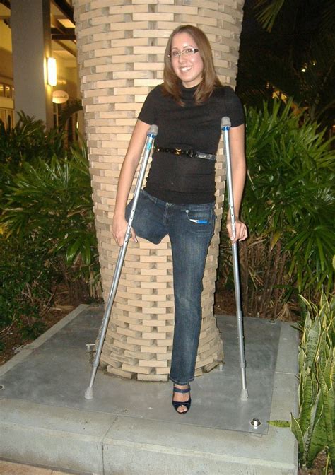 Lady Walking Crutches Amputees