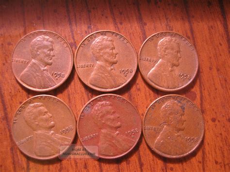 21 1958 P D Pennies Penny Wheat Lincoln Circulated Ungraded One Cent