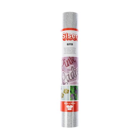 Siser Silver Glitter Heat Transfer Vinyl 30cm X 50cm Hobbycraft