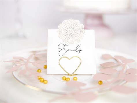 Gold Place Card Holders Heart Holder Gold Wedding Card Etsy Uk