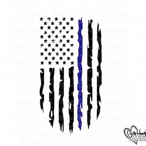Police Flag Thin Blue Line American Flag Instant Digital Etsy