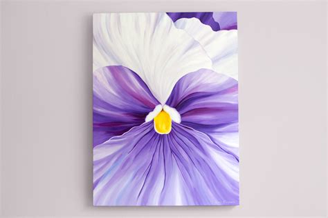 Large Canvas Wall Art Purple Abstract Painting Flower Acrylic