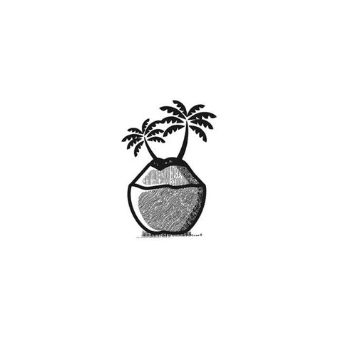 Pohon Kelapa Logo Reka Bentuk Inspirasi Isolat Tangan Ditarik Kelapa Di