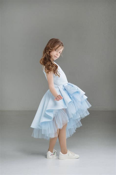 Light Blue Flower Girl Dress Skew Tulle Dress Girl Party Etsy