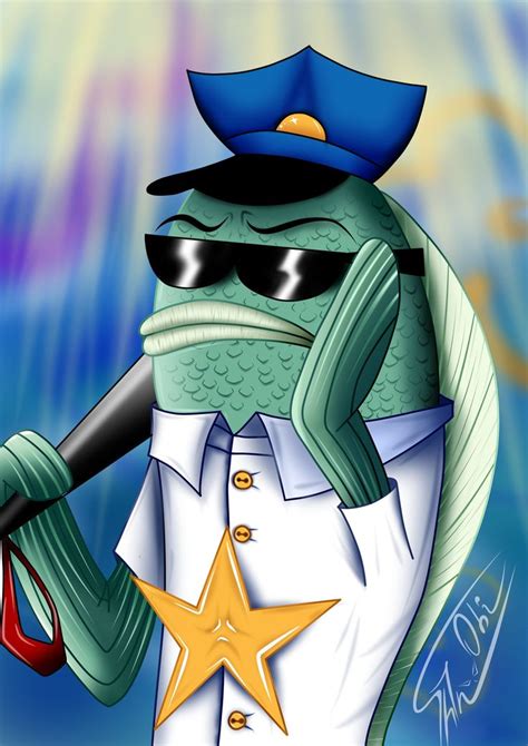 A Cartoon Frog Dressed As A Police Officer Holding A Baseball Bat And