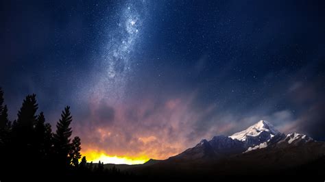 Landscape Mountain Stars Milky Way Sunset Wallpapers Hd Desktop
