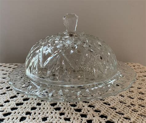 Beautiful Round Crystal Butter Dish And Domed Lid Etsy