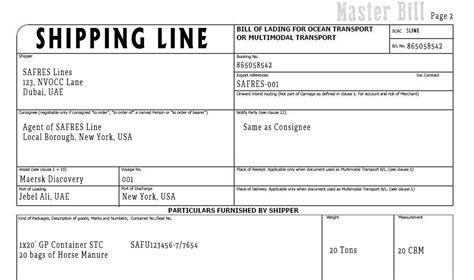 Bill Of Lading Master