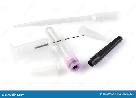 Vacutainer Tube With Blood Sample On Dark Background Royalty Free Stock