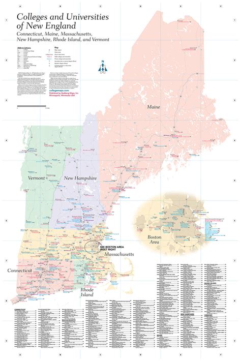 New England Colleges And Universities Hedberg Maps