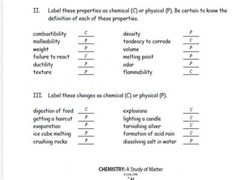 To balance the equation, you cannot change the structure of any of the molecules, but you can change the number of molecules that are. Physical and Chemical Changes Worksheet Answer Key ...