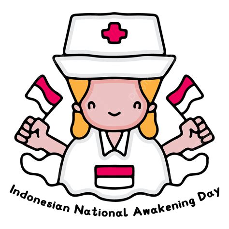 Gambar Perawat Lucu Merayakan Desain Kartun Hari Kebangkitan Nasional