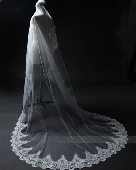 One Layer Lace Edge Cathedral Wedding Veil Long Bridal Veil On Storenvy