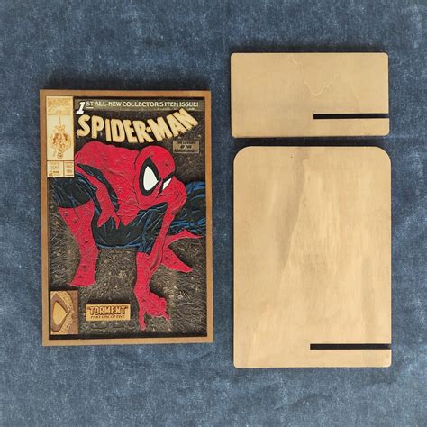 Wooden Spiderman Comic Book Wooden 3d Comic Book Replica Etsy