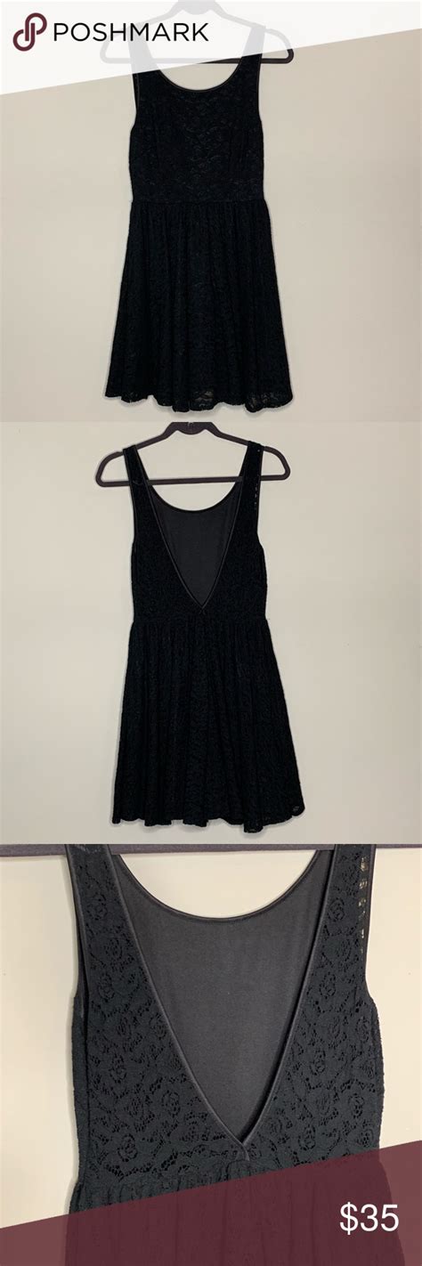 Pins And Needles L Black Lace Open Back Dress Black Lace Tank Top