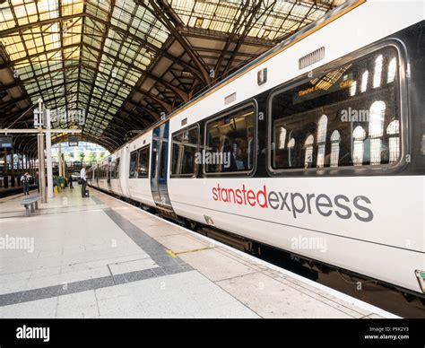 Stansted Express train at Liverpool Street Station, London, UK Stock