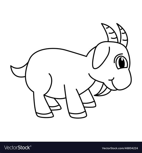 Cute Goat Cartoon Coloring Page For Kids Vector Image