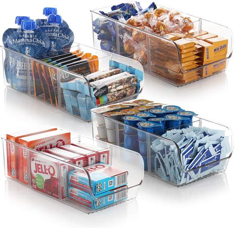 Storagebud Plastic Food Storage Bins With Handles 4 Pack