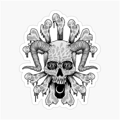 Skull With Ram Horns Glossy Sticker By Lokoz Ram Horns Horns