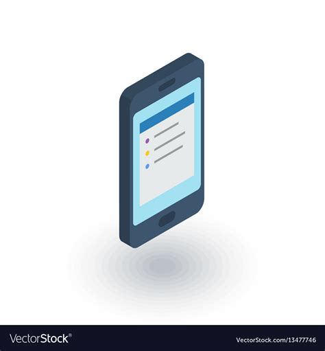 Smartphone Mobile Phone Isometric Flat Icon 3d Vector Image