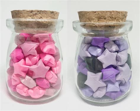 Origami Lucky Stars In A Jar Vibrant Colorful Etsy