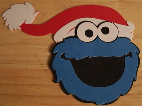 Cookie Monster Head With Santa Hat Fully Assembled Cricut