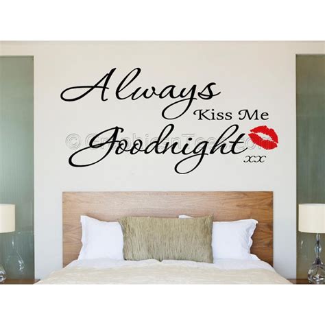 Bedroom Wall Sticker Always Kiss Me Goodnight With Red Kiss Lips