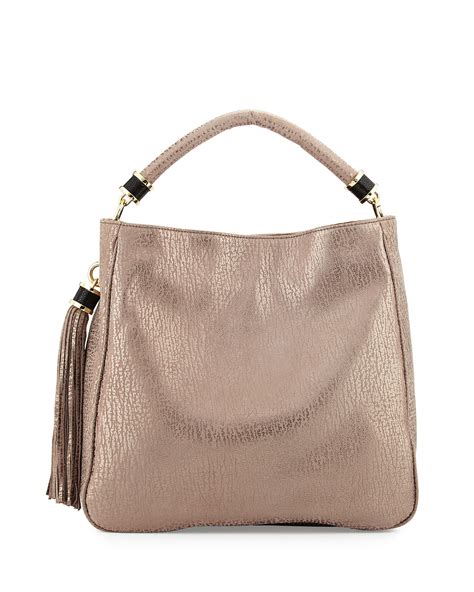 Lyst Ivanka Trump Pearlized Leather Hobo Bag In Brown