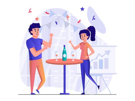 Best Premium People Partying And Drinking Champagne Illustration