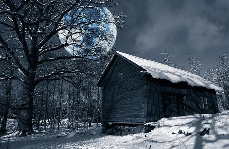 Night Time Landscape During Winter And Snow Photograph By Christian