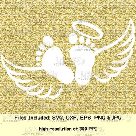 Baby Angel Wings Svg For Cricut Cut Angel Baby Footprint Silhouette