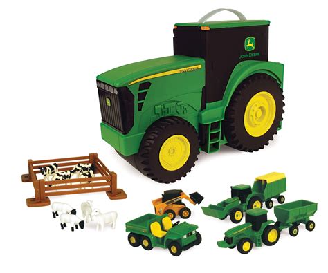 John Deere Tractor Toy Carry Case Value Farm Vehicle Playset With