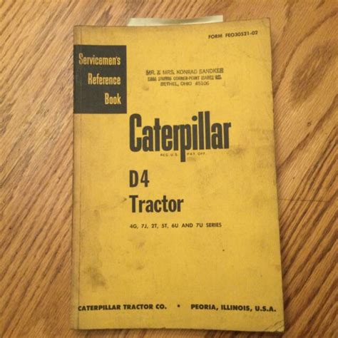 Cat Caterpillar D4 Tractor Service Manual Servicemen Reference Guide