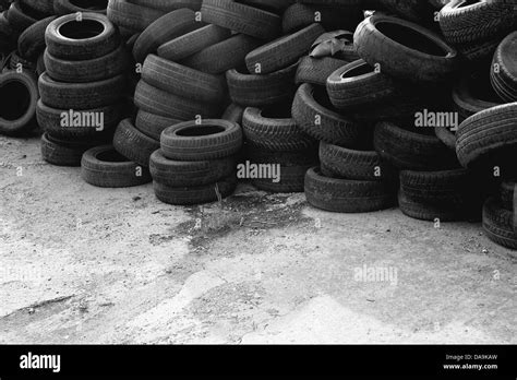 Waste Tires Old Used Car Tires Stack Stock Photo Alamy