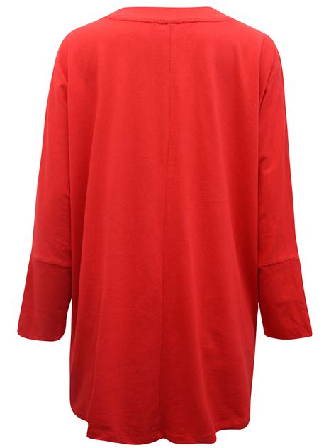 plus size wholesale clothing by simply be simplybe red high neck long sleeve t shirt plus