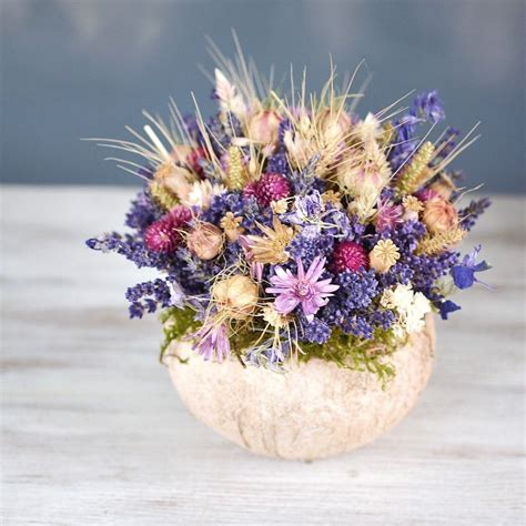 Dried Flowers Bouquet Lavender And Coconut Shell Dried Flower Bouquet