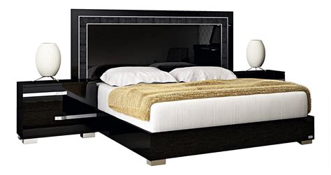 At Home Usa Volare Black High Gloss Lacquer Queen Bed Contemporary Made