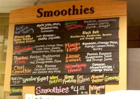 Cafe menumenu varies by location. Day 3: Smoothie and juice bar | Juice bar, Fruit smoothie ...