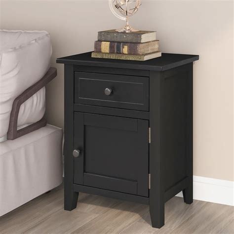 1 Drawer Solid Wood Black Bedside End Table 25h X 19w Overstock