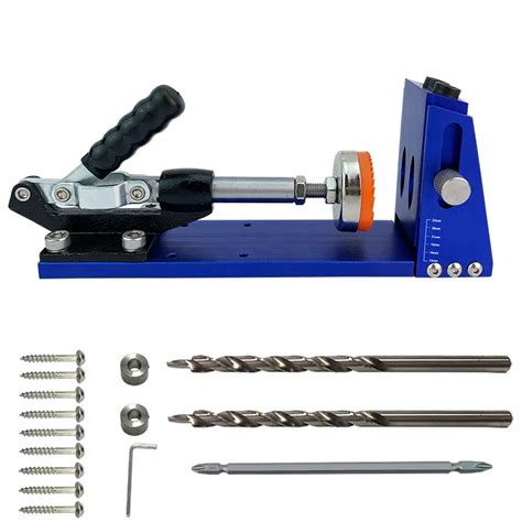 Pocket Hole Jig Kit With Drilling Hole Tools Dowel Drill Joinery Screw