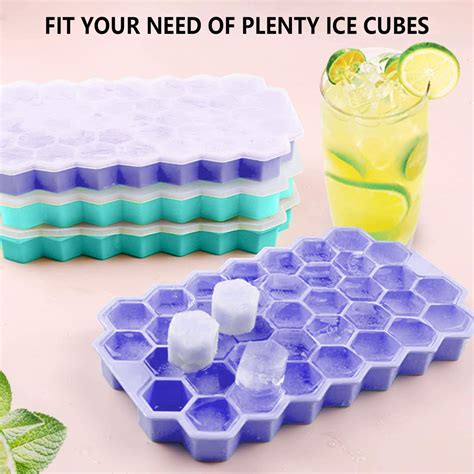 Set Of 2 Flexible And Stackable Silicone Ice Cube Trays With Bisphenol
