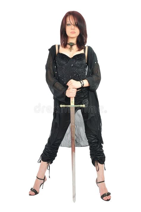 Attractive Girl Hold Sword In Her Hands Stock Image Image Of People Charm In