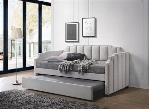 Velvet Daybed With Twin Size Trundle Dove Gray Noblemood