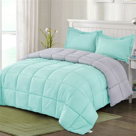 Comforter With Shams 3 Piece Reversible Down Alternative Comforter Set