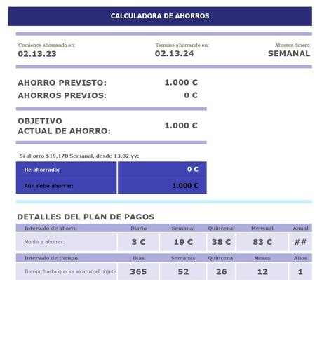 Plantilla Excel Para Calculadora De Ahorros Descarga Gratis