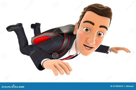3d Businessman Jumping With A Parachute Stock Illustration