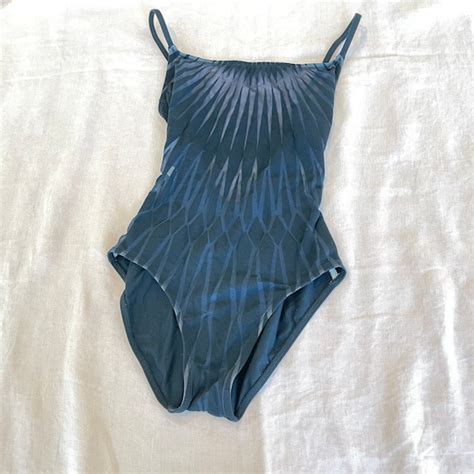 Vintage Sheer Gottex Swimsuit Black Geometric Patte Gem