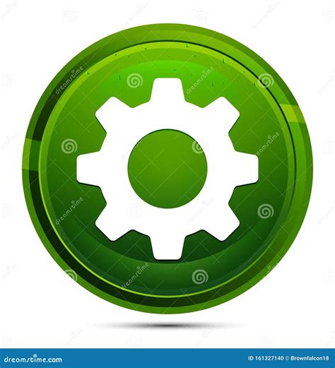 Settings Icon Glassy Green Round Button Illustration Stock Vector
