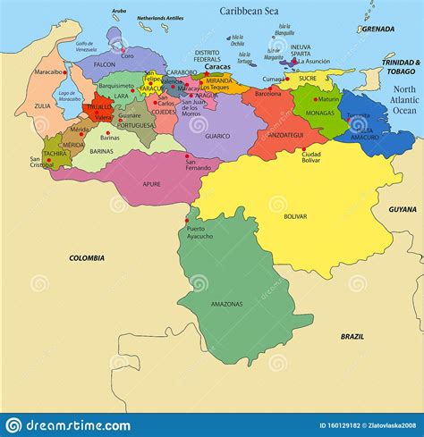 Vector Political Map Of Venezuela Stock Vector Illustration Of Design